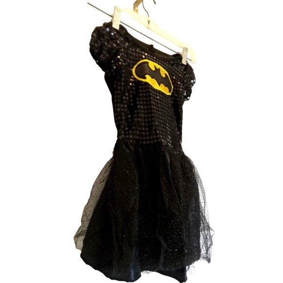 Batgirl Dress Girls Sz Small M Black Gold Sequin Tutu Dress Costume Halloween - Picture 5 of 9